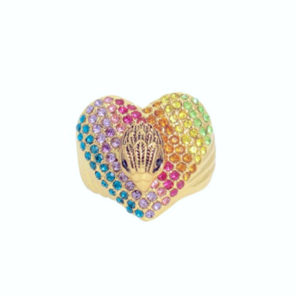 NWT KURT GEIGER Rainbow Heart Cocktail Ring size 9 - Picture 4 of 9